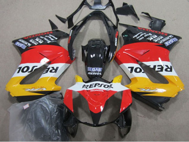 Carénages Moto Honda VFR 800 2002-2013 - Jaune Blanc Rouge Noir Brillant Repsol