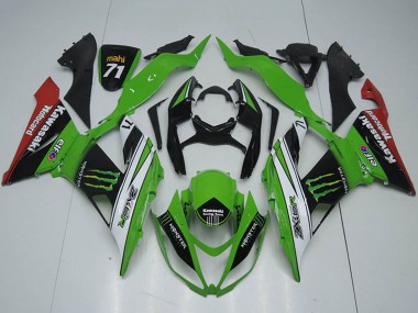 Carénages Moto Kawasaki ZX6R 2013-2018 - Vert Blanc Noir Rouge Monstre