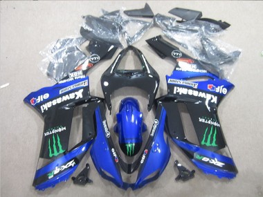 Carénages Moto Kawasaki ZX6R 2007-2008 - Noir Bleu Vert Monstre