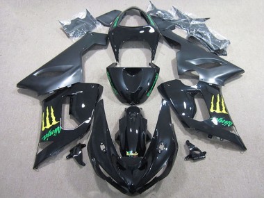 Carénage Moto Kawasaki ZX6R 2005-2006 - Noir Brillant Jaune Monstre