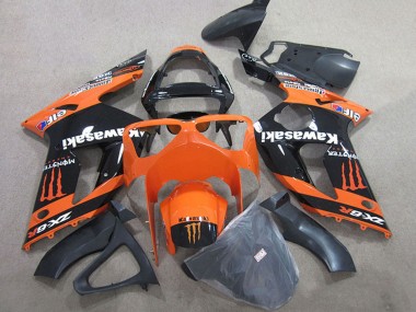 Carénages Moto Kawasaki ZX6R 2003-2004 - Orange Noir Monstre