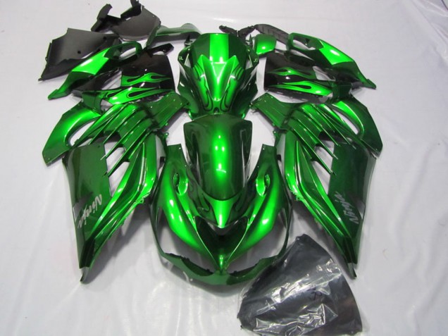 Carénages Moto Kawasaki ZX14R ZZR1400 2012-2024 - Vert Noir Brillant Argent Ninja