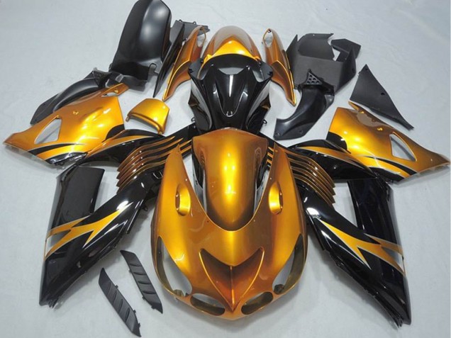 Carénage Moto Kawasaki ZX14R ZZR1400 2006-2011 - Or Noir Brillant