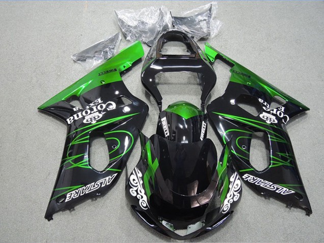 Carénages Moto Suzuki GSXR 600 2001-2003 - Noir Brillant Vert Corona Extra Alstare