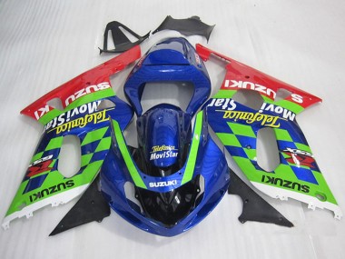 Carénages Moto Suzuki GSXR 600 2001-2003 - Bleu Vert Rouge Telefumica MoviStar