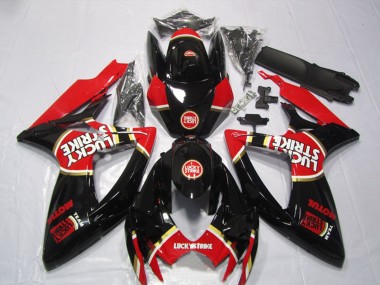 Carénages Moto Suzuki GSXR 600 2006-2007 - Noir Brillant Rouge Blanc Lucky Strike Motul