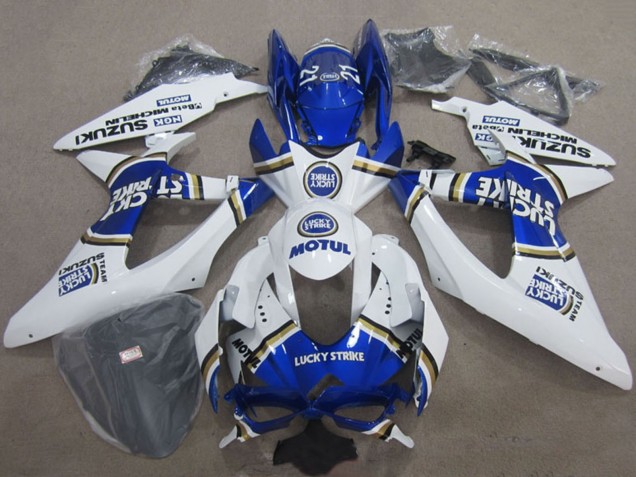 Carénages Moto Suzuki GSXR 600 2008-2010 - Blanc Bleu Lucky Strike Motul