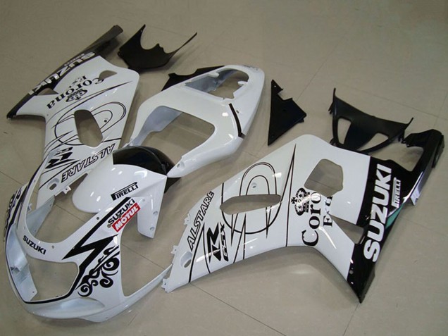 Carénages Moto Suzuki GSXR 750 2001-2003 - Blanc Noir Alstare Corona Extra Motul