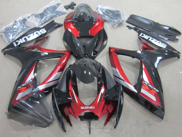 Carénages Moto Suzuki GSXR 750 2006-2007 - Rouge Noir Brillant
