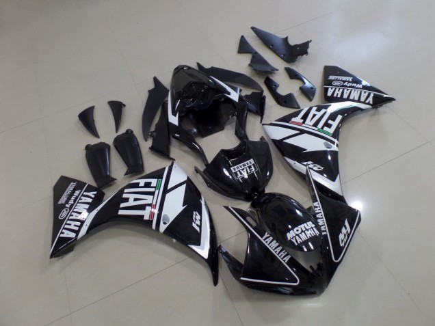 Noir Blanc Fiat 2009-2011 Yamaha YZF R1 Carénage Moto Noir Blanc Fiat 2009-2011 Yamaha YZF R1 Carénage Moto