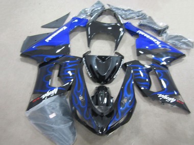 Noir Bleu Flamme Ninja 636 2005-2006 Kawasaki ZX6R Carénage Moto