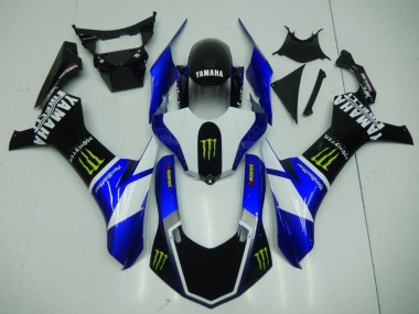 Noir Bleu Monster 2015-2019 Yamaha YZF R1 Carénage Moto