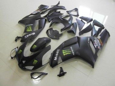 Noir Mat Monster 2007-2008 Kawasaki ZX6R Carénage Moto