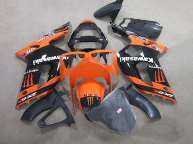 Noir Orange Monster 2003-2004 Kawasaki ZX6R Carénage Moto
