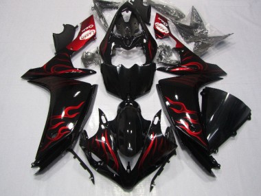 Noir Rouge Flamme 2007-2008 Yamaha YZF R1 Carénage Moto