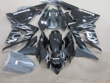 Noir avec Blanc Flamme 2003-2005 Kawasaki ZX10R Carénage Moto