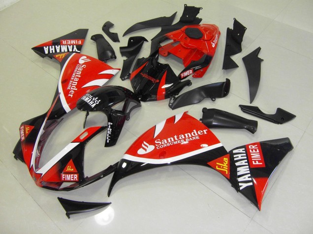 Rouge Noir Santander 2009-2011 Yamaha YZF R1 Carénage Moto